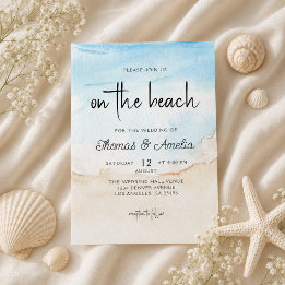 Invitación Boda de verano en la playa con acuarela