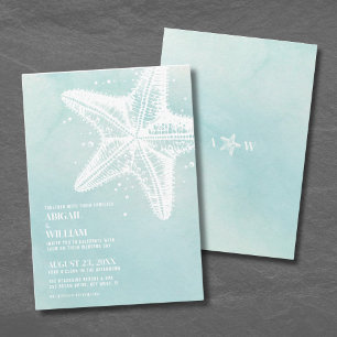 Invitación Boda de verano en la playa con acuarela