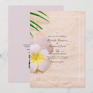 Invitación Boda de verano en la playa con código QR para conf