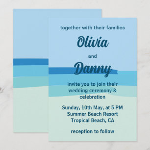Invitación Boda de verano en la playa con sol