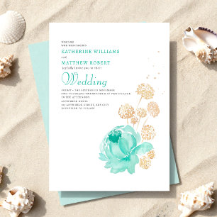 Invitación Boda de verano en la playa con tonos de turquesa c