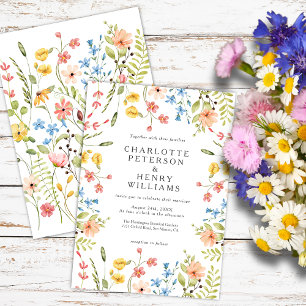 Invitación Boda de Verano en Prado de Flores Silvestres en Ja