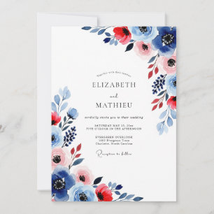 Invitación Boda de verano escarlata naval animada