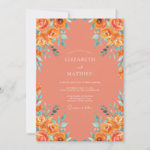 Invitación Boda de verano exuberante de coral