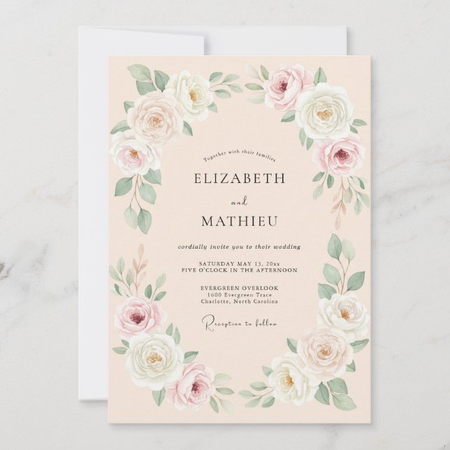 Invitación Boda de verano exuberante de melocotón (Anverso)