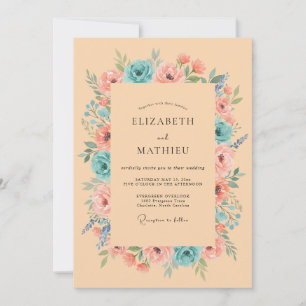 Invitación Boda de verano exuberante de melocotón