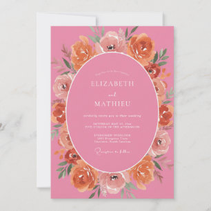 Invitación Boda de verano exuberante rosa caliente