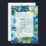 Invitación Boda de verano floral azul y verde<br><div class="desc">Invitación a la boda floral azul y verde. Ideal para un boda de verano.</div>