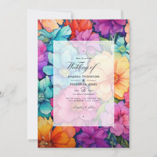 Invitación Boda de verano floral de matriz brillante