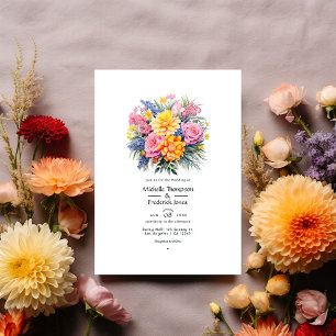 Invitación Boda de verano floral de matriz brillante