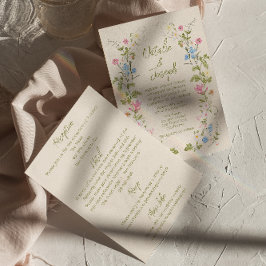 Invitación Boda de verano floral dibujada a mano todo en uno