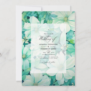Invitación Boda de verano floral Mint Green y Eggshell