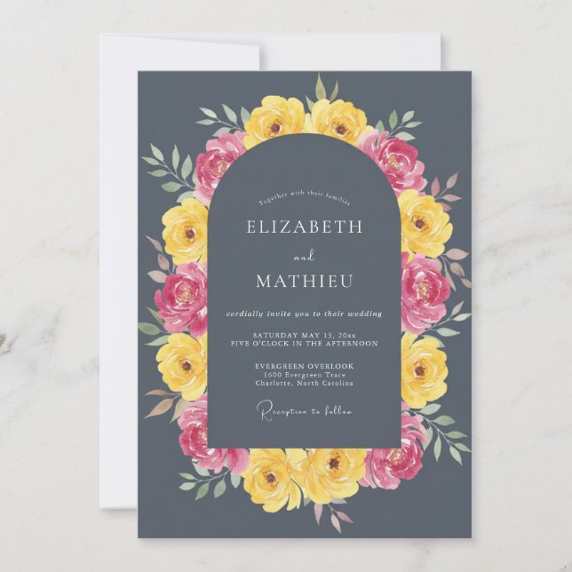 Invitación Boda de verano gris carbón atrevida (Anverso)