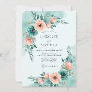 Invitación Boda de verano iluminada por el sol en verde menta