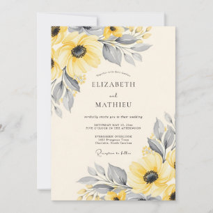 Invitación Boda de verano impresionante con carbón amarillo