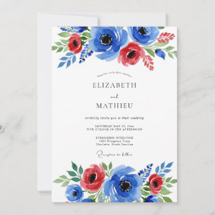 Invitación Boda de verano impresionante en azul cobalto