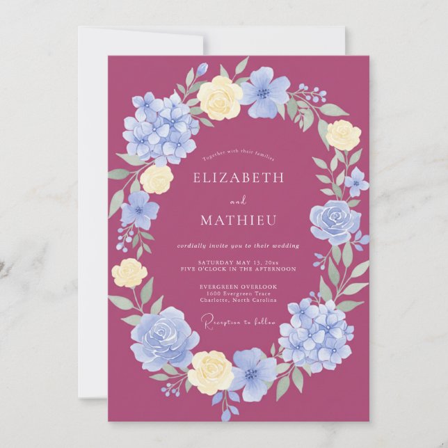 Invitación Boda de verano impresionante en magenta (Anverso)