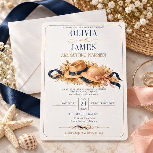 Invitación Boda de verano informal de pareja madura con sombr