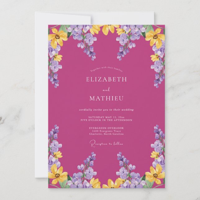 Invitación Boda de verano jovial magenta (Anverso)