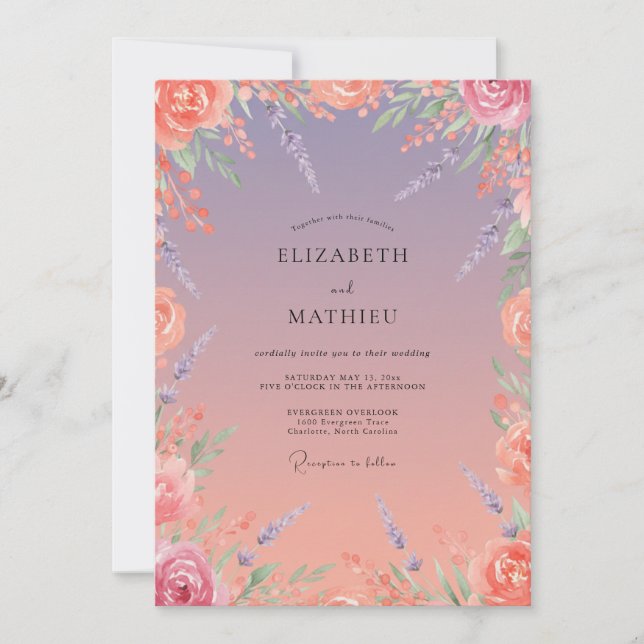 Invitación Boda de verano luminosa de lavanda (Anverso)