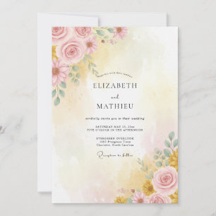 Invitación Boda de verano luminosa rosa pastel