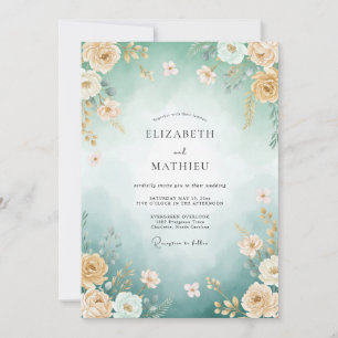 Invitación Boda de verano magnífica azul verdoso
