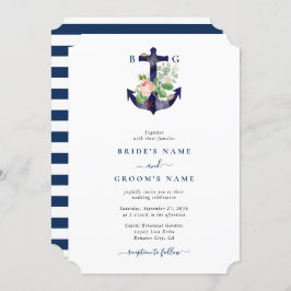 Invitación Boda De Verano Náutico De Flores Botánicas De Ancl
