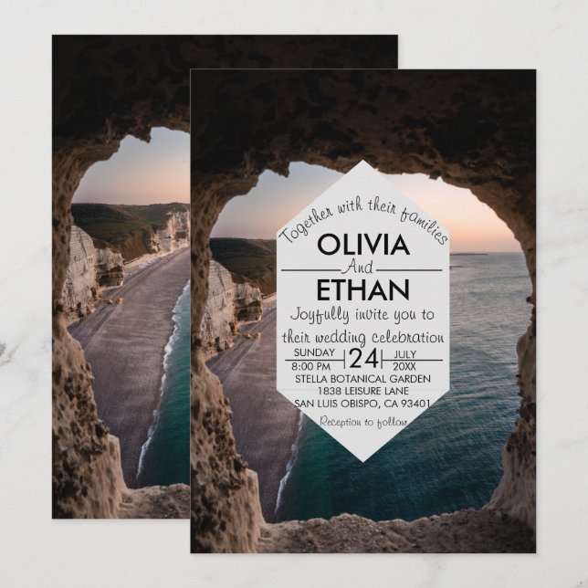 Invitación Boda De Verano Naval Marítimo De Playa (Anverso / Reverso)