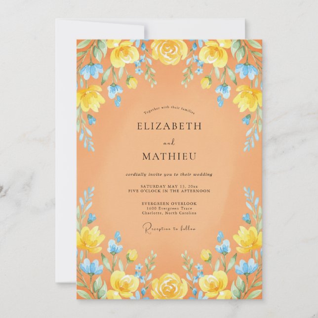 Invitación Boda de verano radiante albaricoque (Anverso)