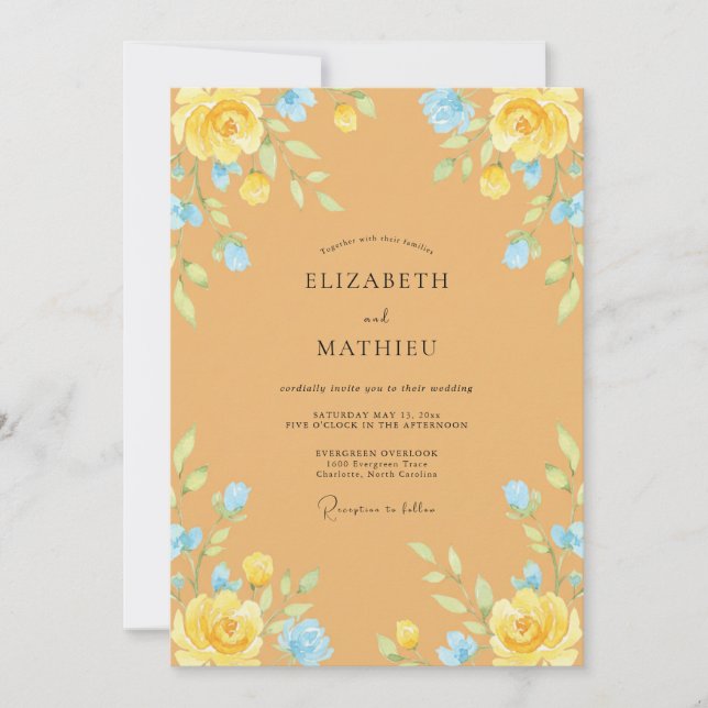 Invitación Boda de verano radiante ámbar (Anverso)