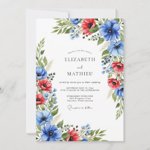 Invitación Boda de verano radiante azul real rojo