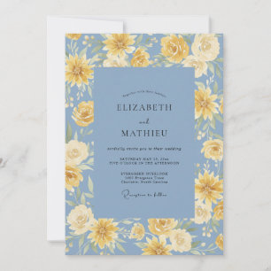 Invitación Boda de verano radiante en azul polvoriento