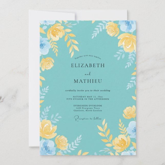 Invitación Boda de verano radiante turquesa (Anverso)