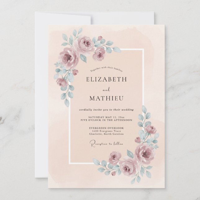 Invitación Boda de Verano Refined Blush (Anverso)