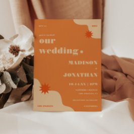 Invitación Boda de verano retro brillante y audaz