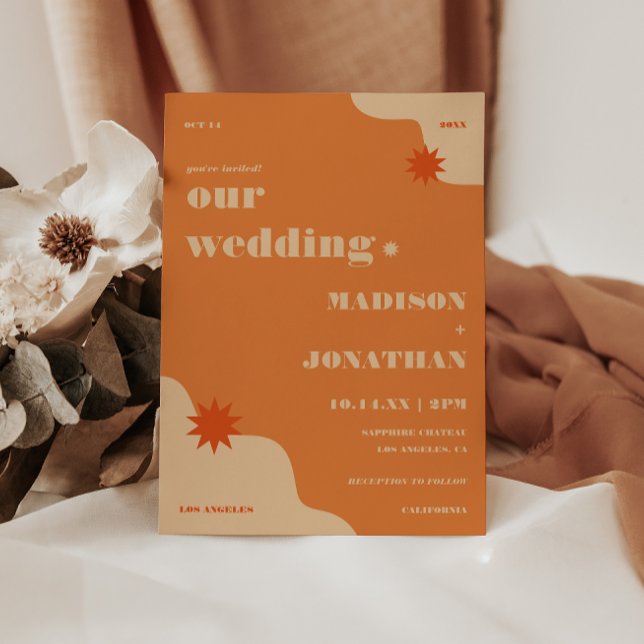 Invitación Boda de verano retro brillante y audaz (Subido por el creador)