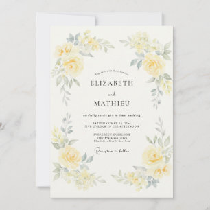 Invitación Boda de verano serena en amarillo mantecoso