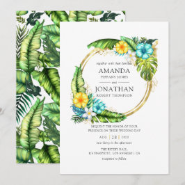 Invitación Boda de verano tropical con acuarela en la playa