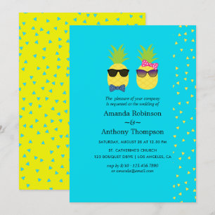 Invitación Boda de verano tropical de playa con turquesa y am