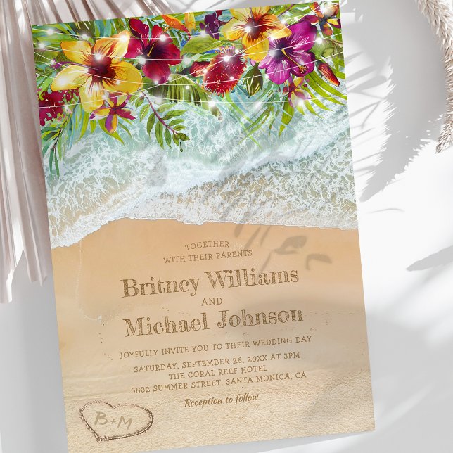 Invitación Boda de verano tropical en la playa (Subido por el creador)