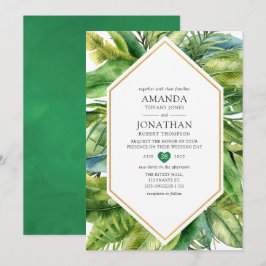 Invitación Boda de verano tropical en la playa con acuarela