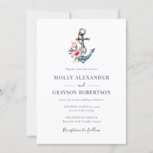 Invitación Boda de Verano Tropical Floral Anchor Beach