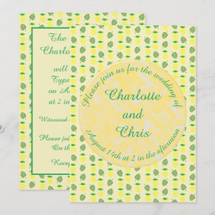 Invitación Boda de verano tropical Piña y hojas de palmera