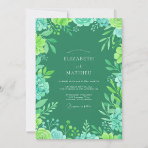 Invitación Boda de verano verde Kelly intenso