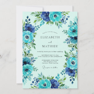 Invitación Boda de verano verde menta efervescente