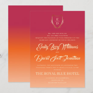 Invitación Boda de verano vibrante clásico Naranja de Borgoña