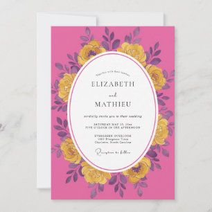 Invitación Boda de verano vibrante magenta