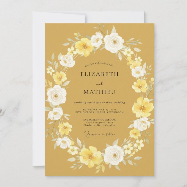 Invitación Boda de verano vibrante ocre (Anverso)
