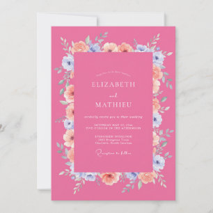 Invitación Boda de verano vibrante rosa caliente