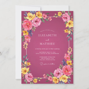 Invitación Boda de verano vibrante rosa de baya